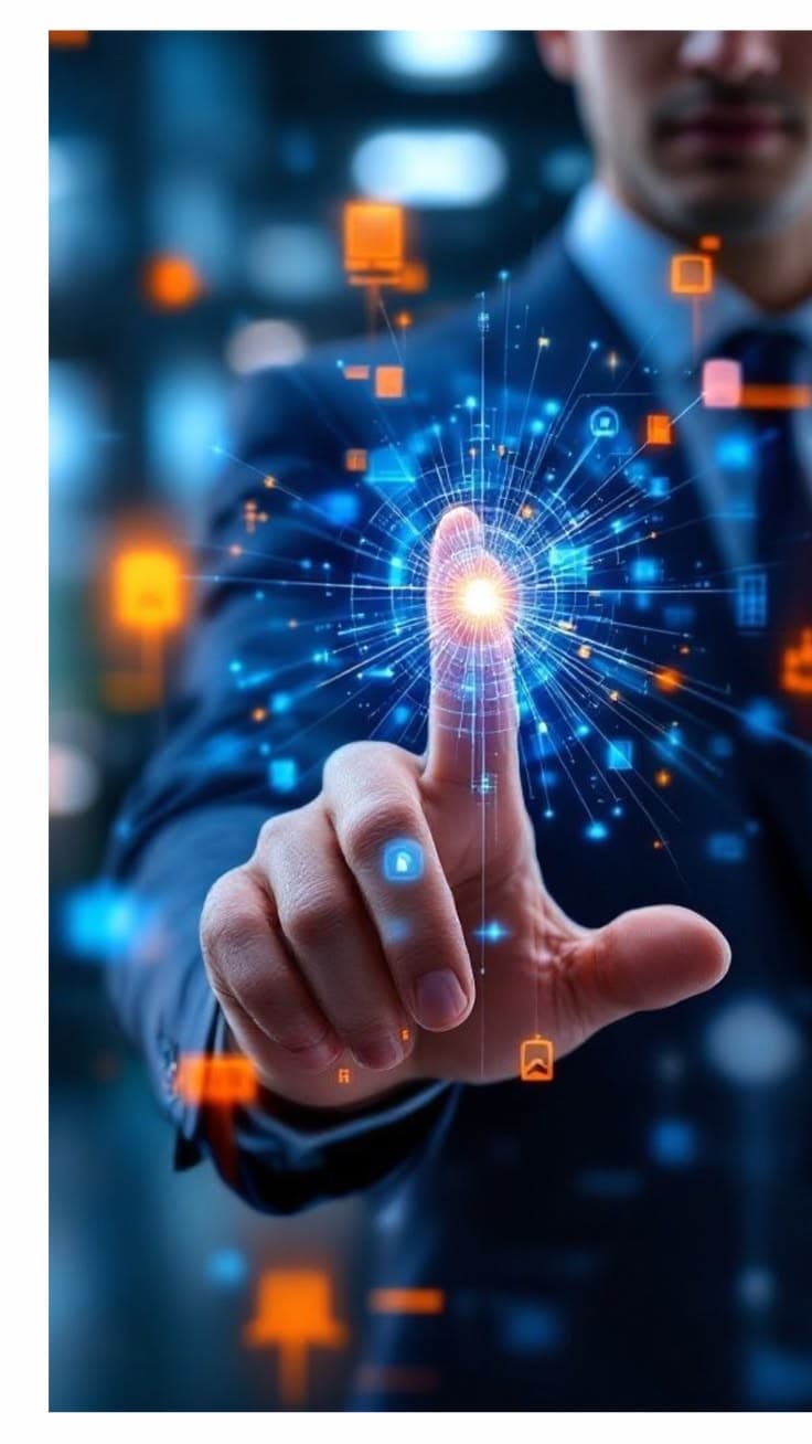 Professional interacting with a digital interface